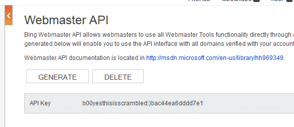 Generate Bing API Key
