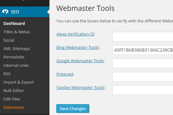 Adding BWT Meta Tag in WordPress SEO