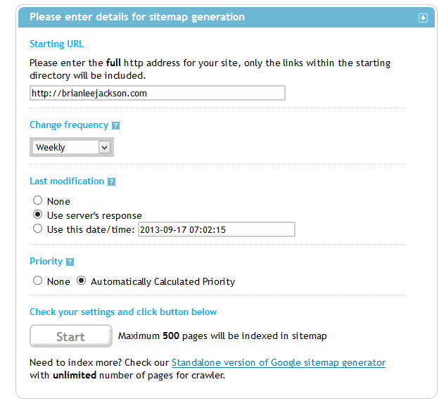 XML Sitemaps Settings