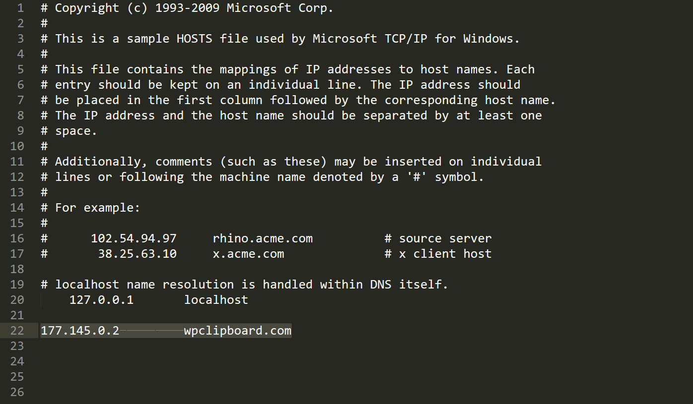 dns hosts file address