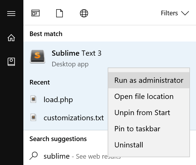 launch text editor as administrator