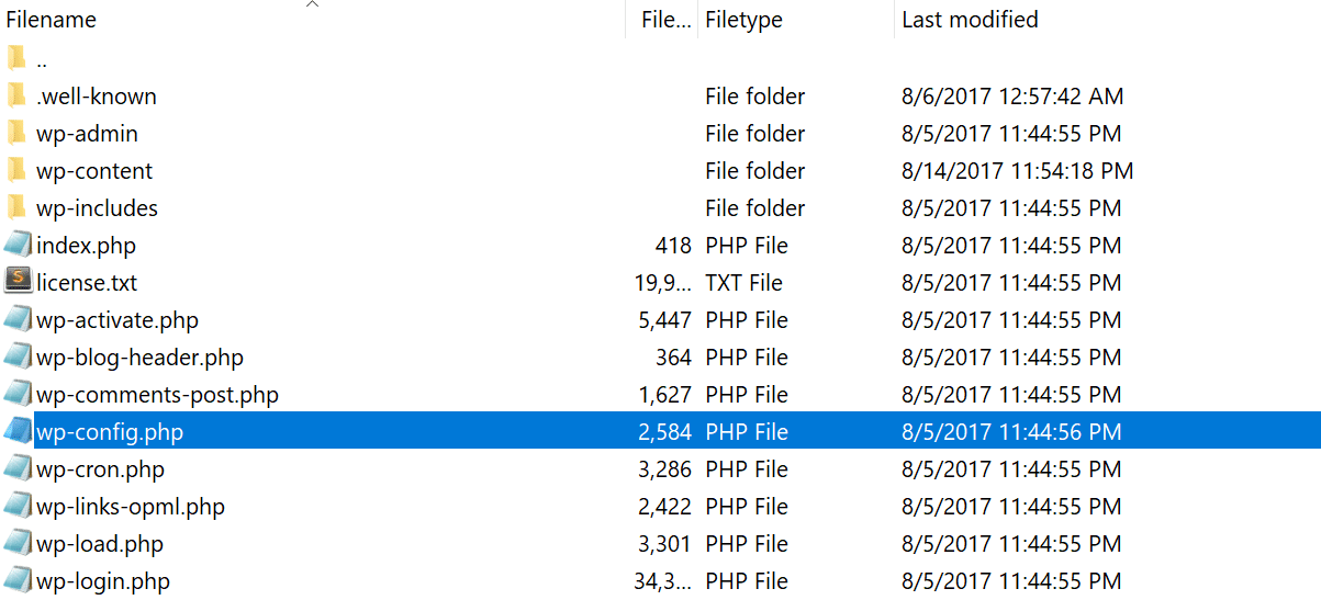 wp-config.php file