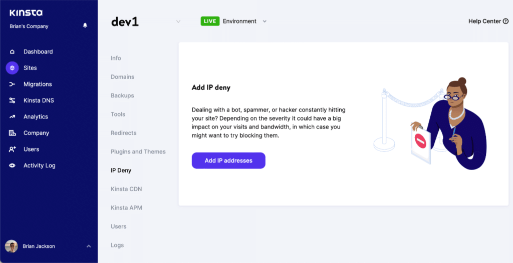 Kinsta IP deny tool