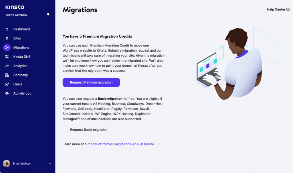 Kinsta WordPress site migration