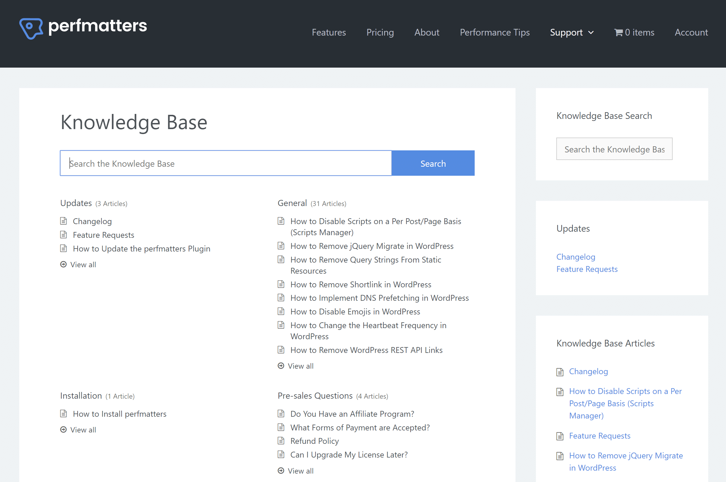 WordPress knowledge base