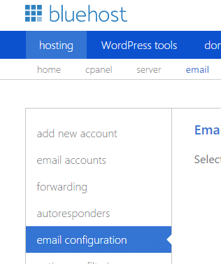 bluehost email configuration