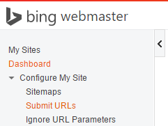 bing webmaster tools submit URLs