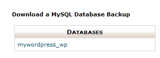 Cpanel Download mySQL Database