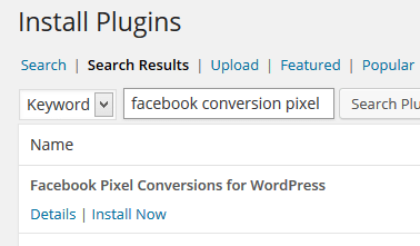 Install Facebook Conversion Tracking Plugin in WordPress