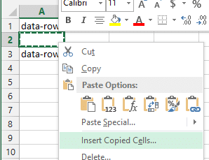 insert copied cells