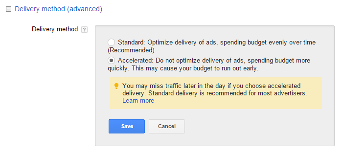 adwords accelerated delivery