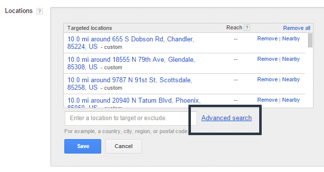 adwords locations advanced search