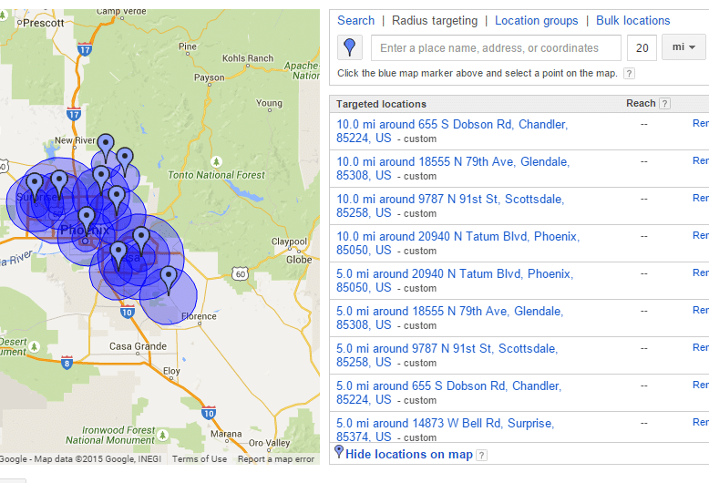 adwords radius targeting