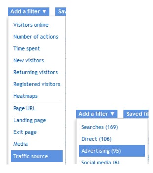 clicky visitors filter