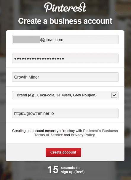 create a pinterest business account