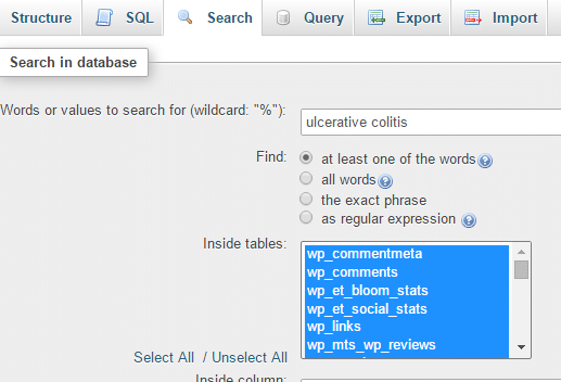 database search