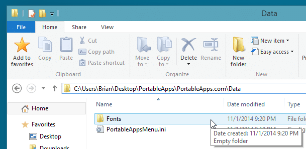 fonts folder portableapps