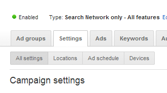 google adwords campaign settings