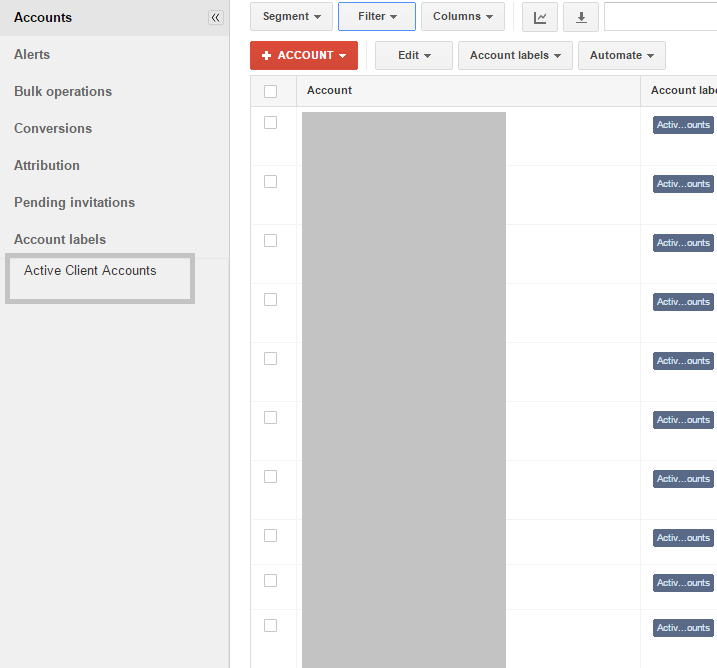 google adwords mcc active clients label