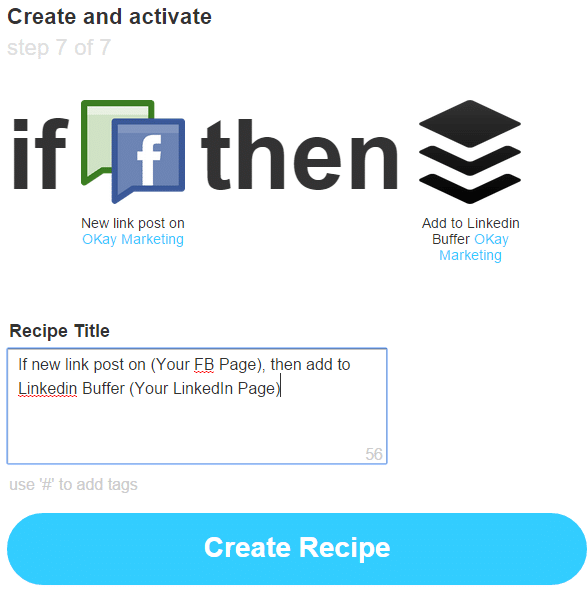 ifttt create recipe