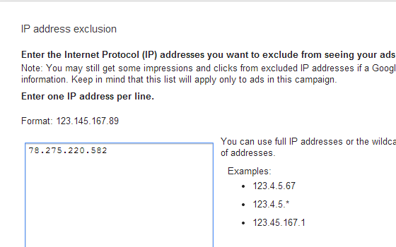 ip address exclusion