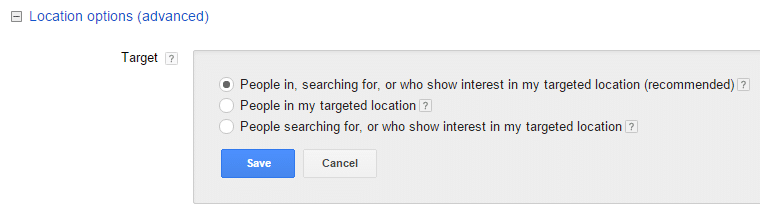 location target options