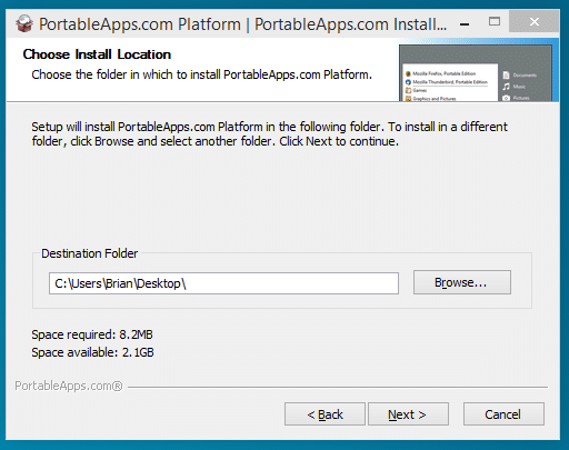 portableapps destination folder
