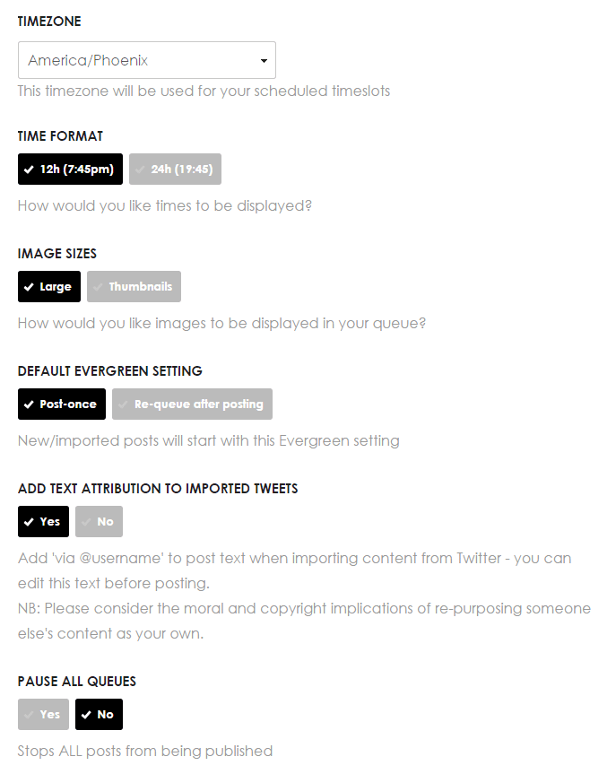 smarterqueue settings