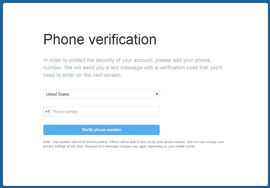 twitter phone verification