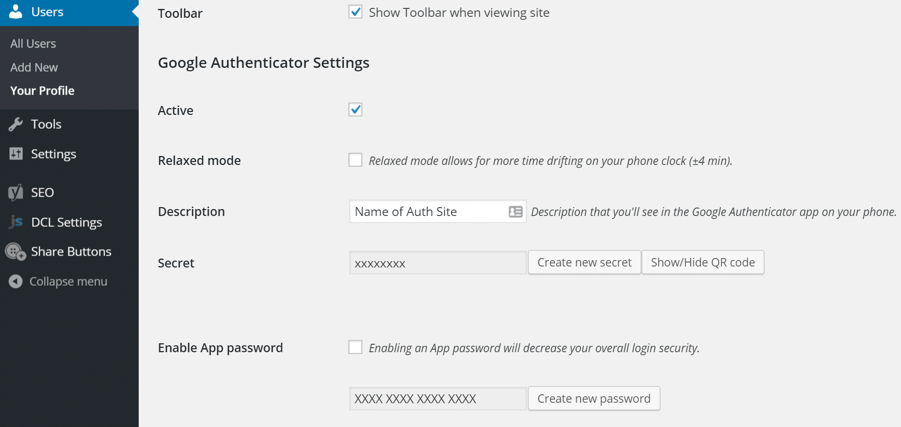 wordpress two-factor authentication setup