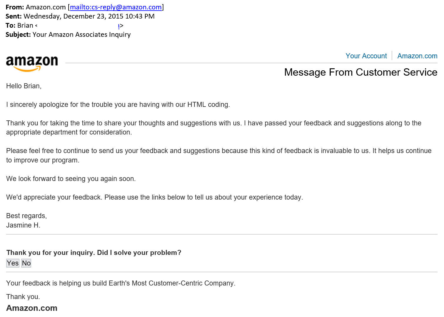 amazon associates reply