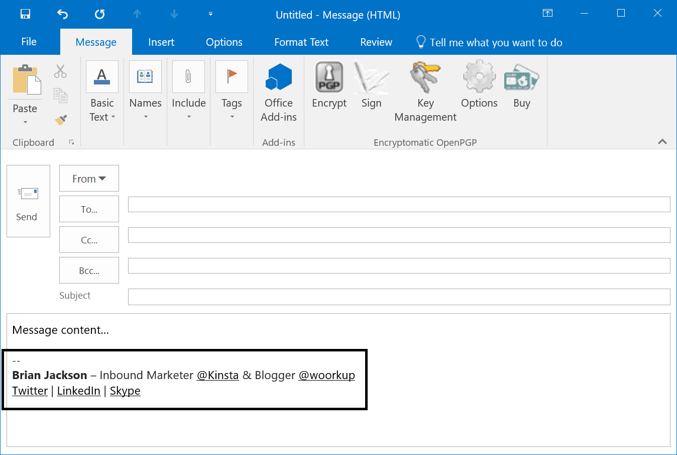 email signature outlook