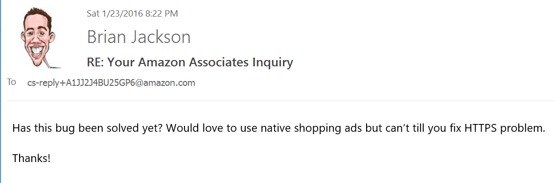 native shopping ads https bug