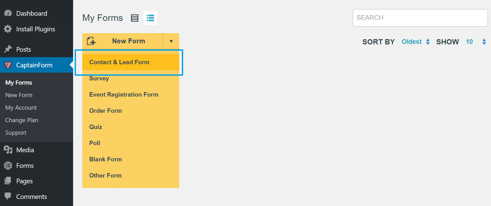 wordpress forms contact