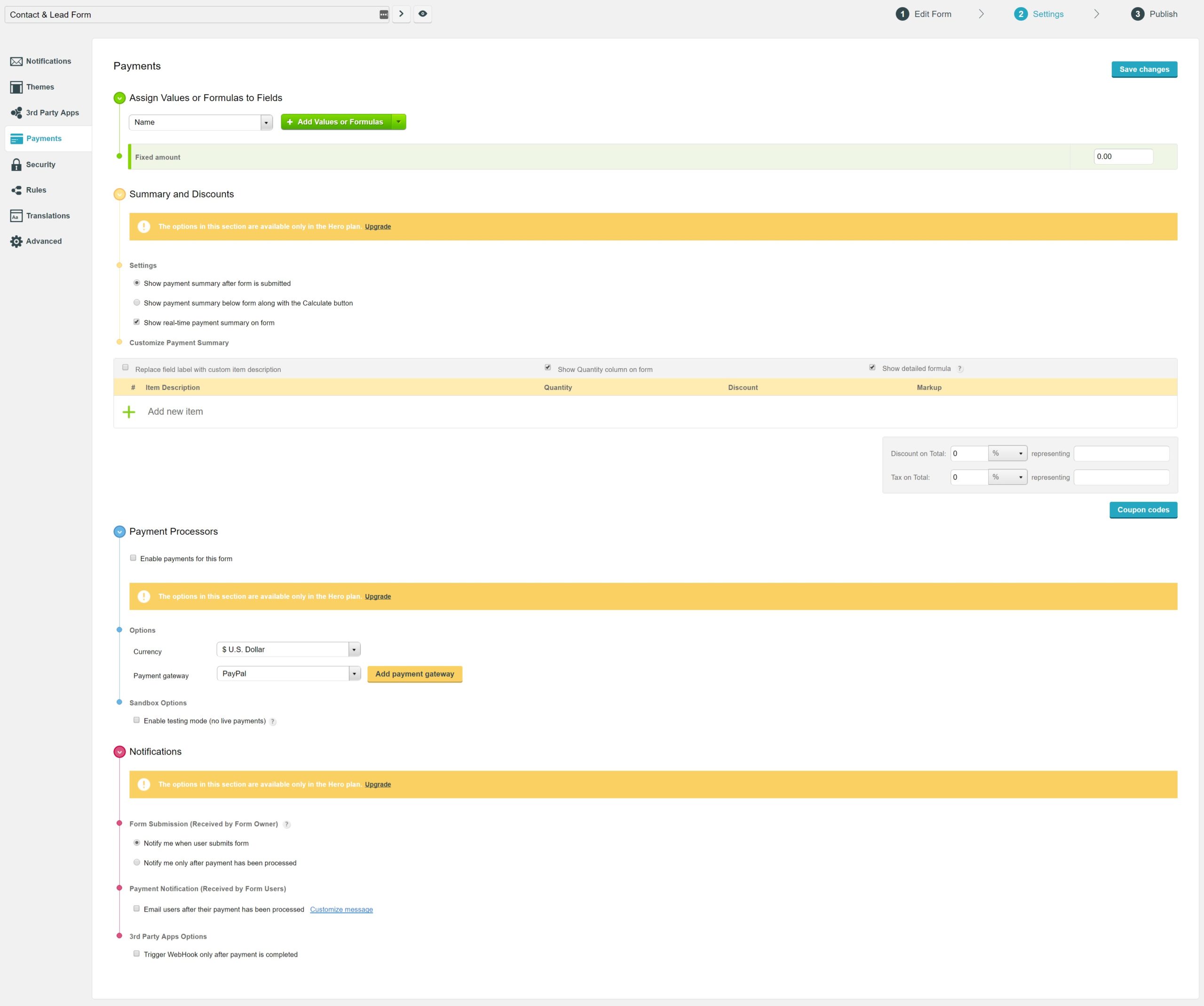 wordpress forms payments