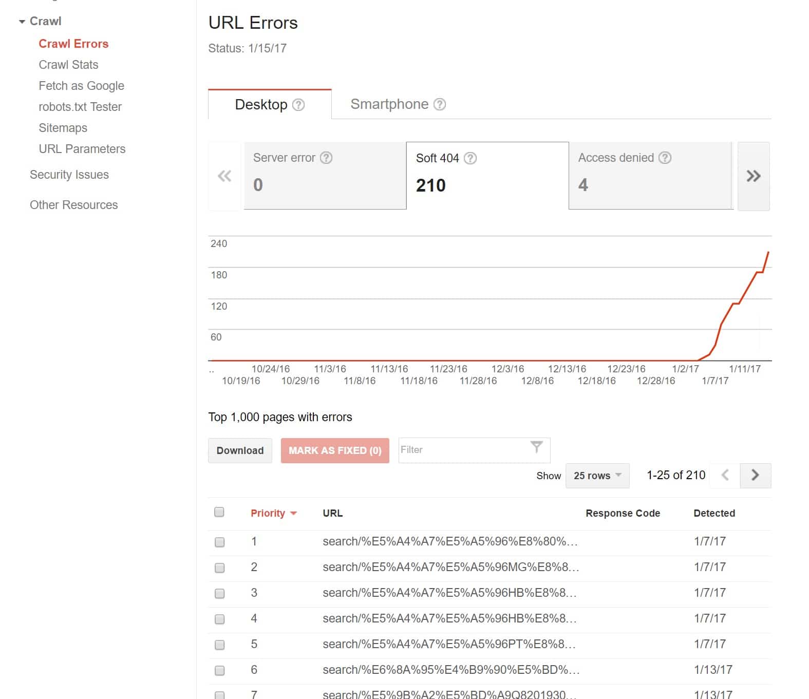 google search console soft 404