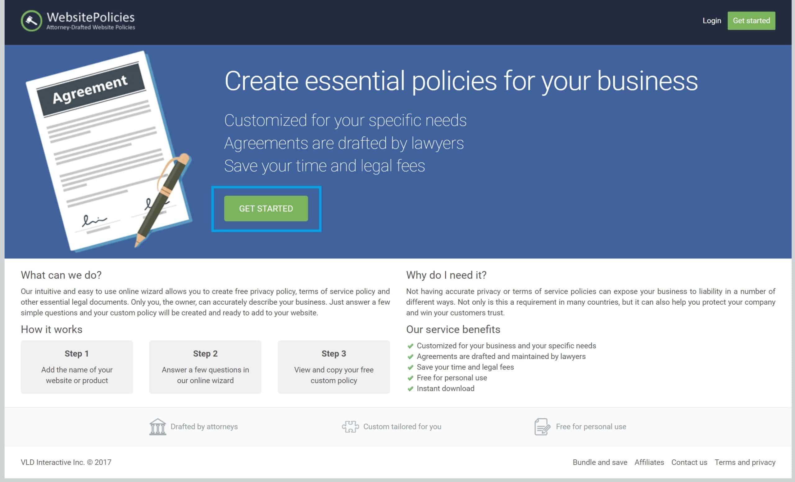 website policies get started