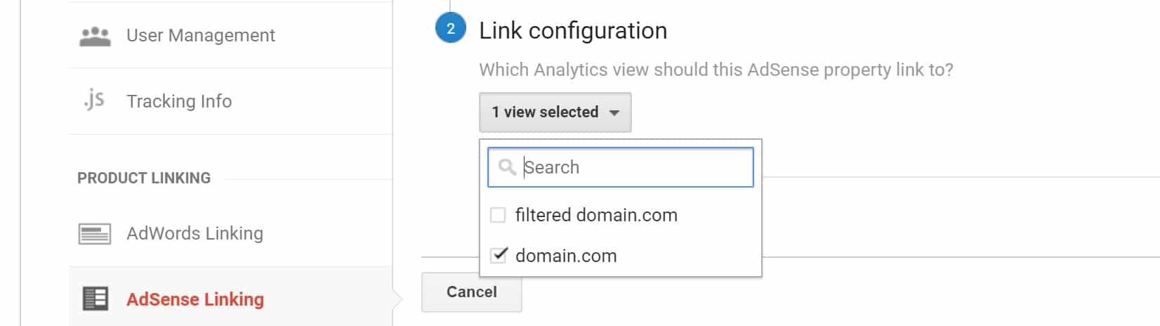 adsense domain property