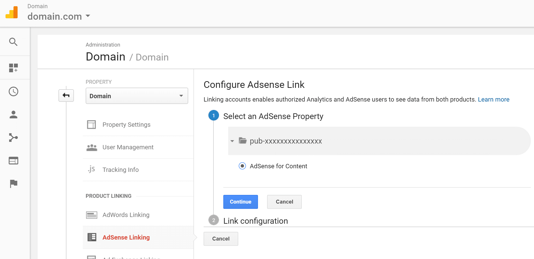 configure adsense link analytics