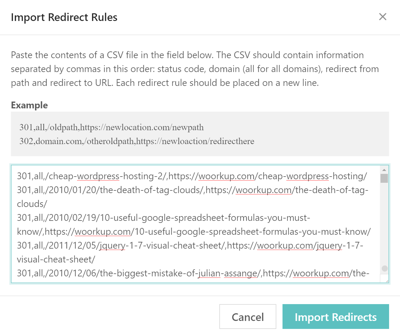 add wordpress redirect rules