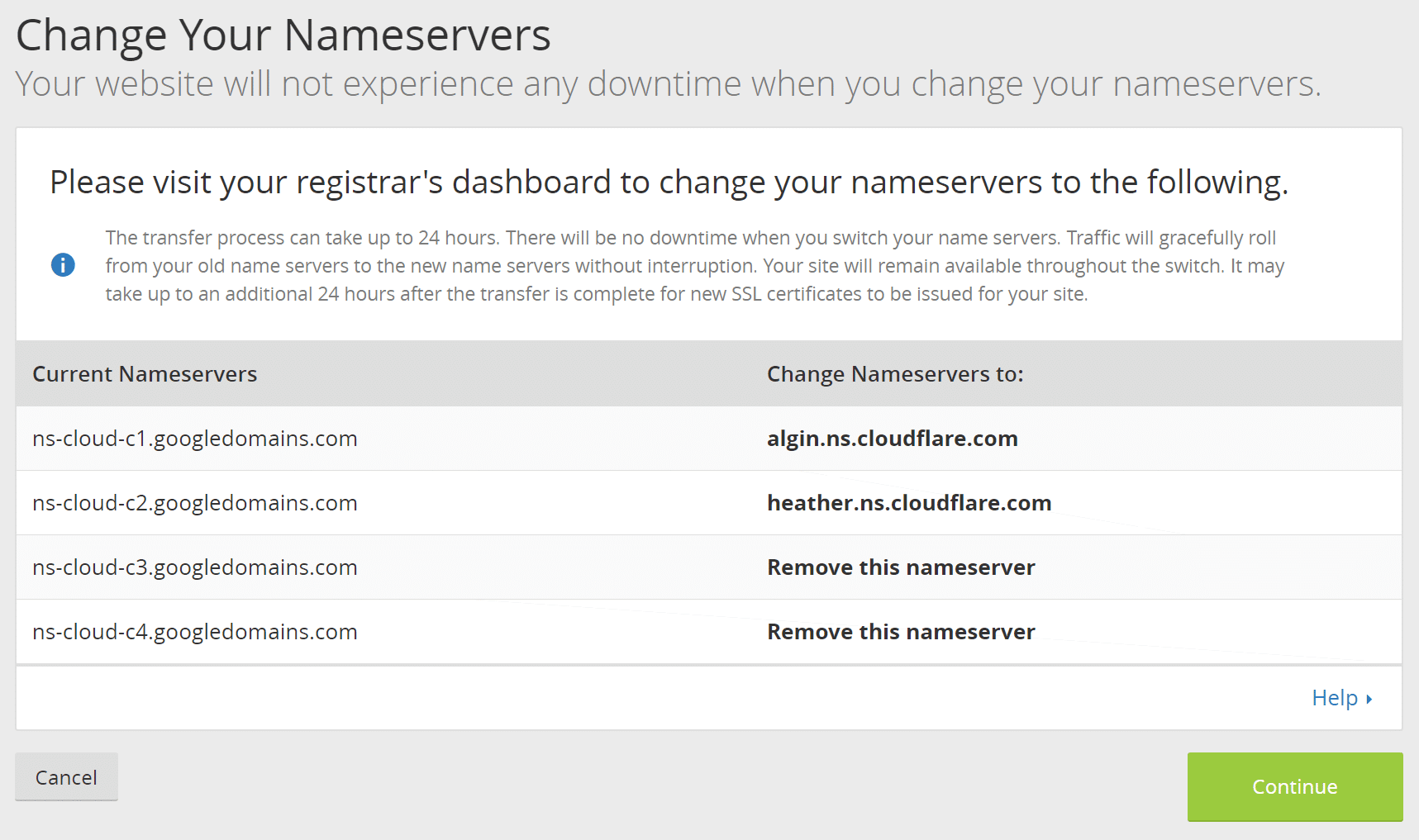 Change nameservers to Cloudflare