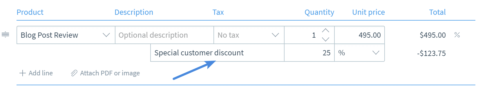 Add discounts to invoices