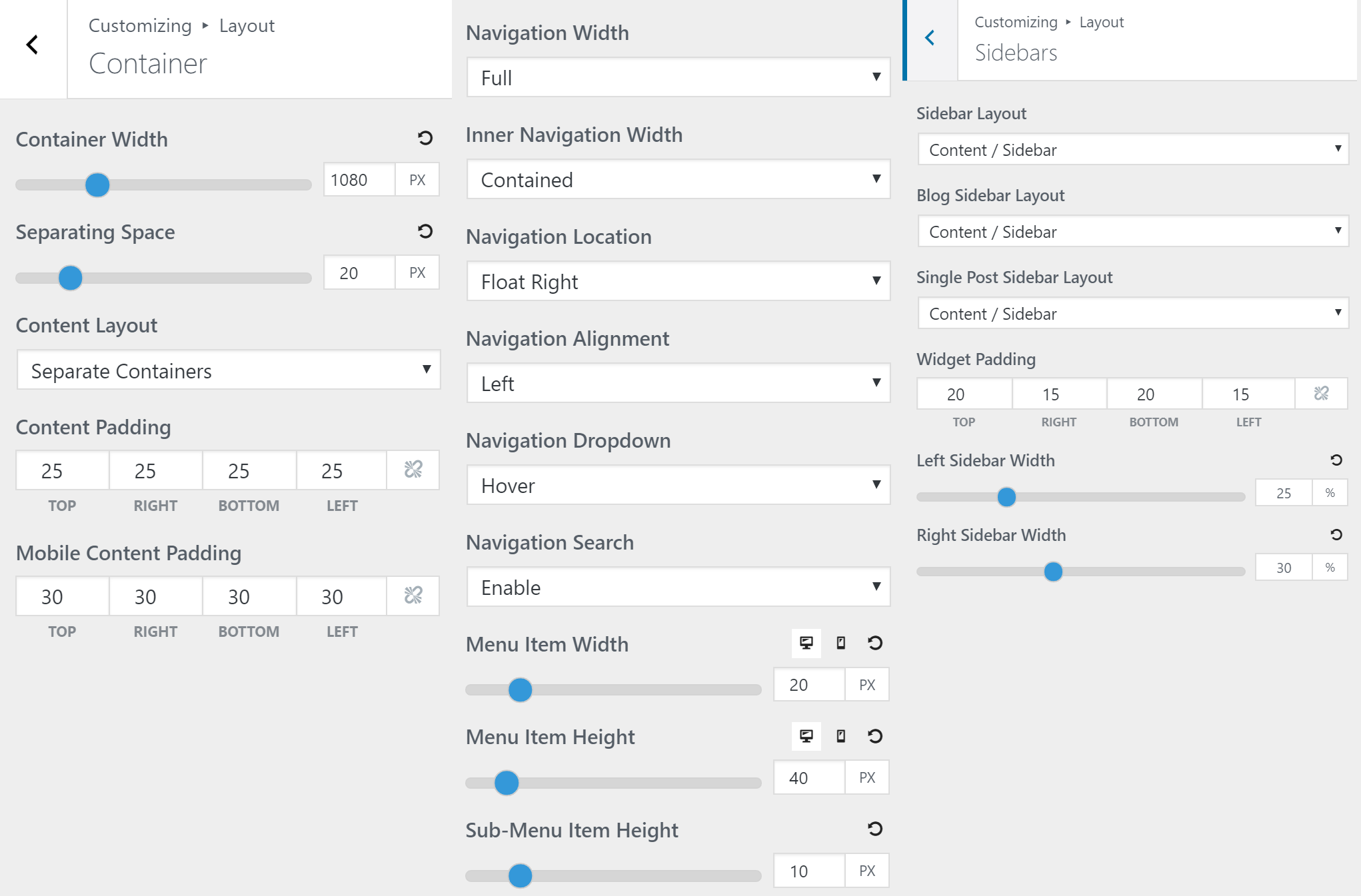 Layout options