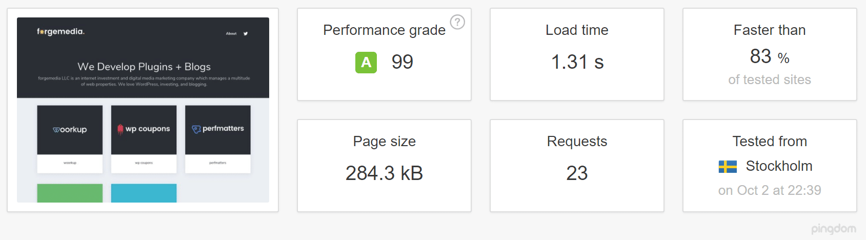 Website speed test with no CDN (Stockholm, Sweden)