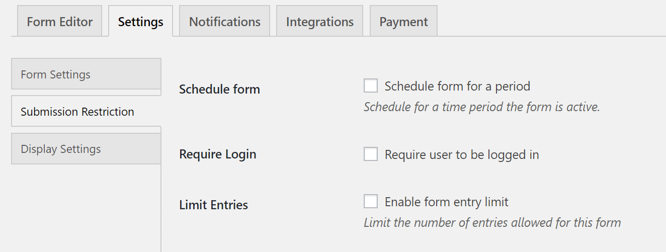 Contact form submission restriction