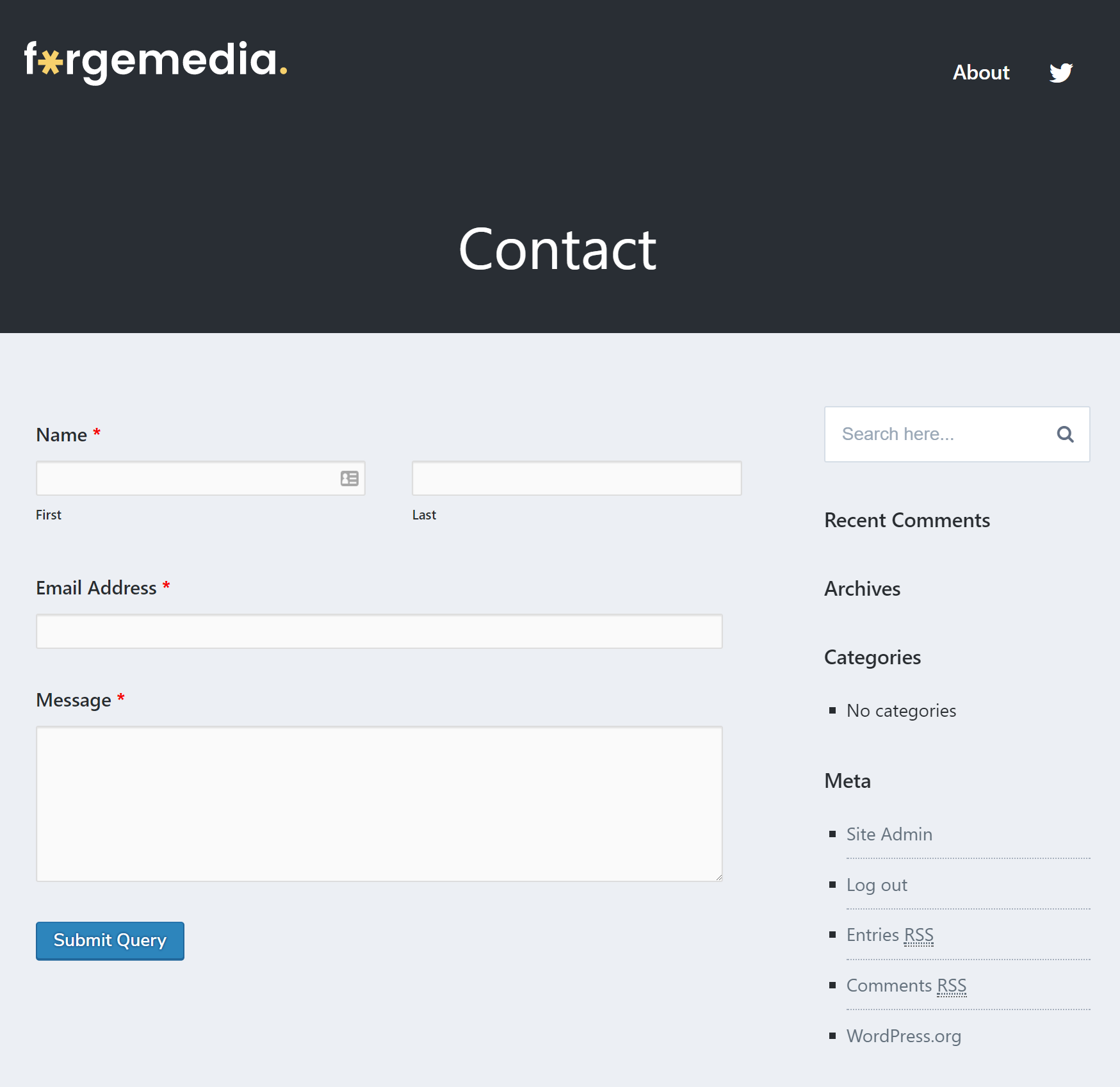 Contact form on page