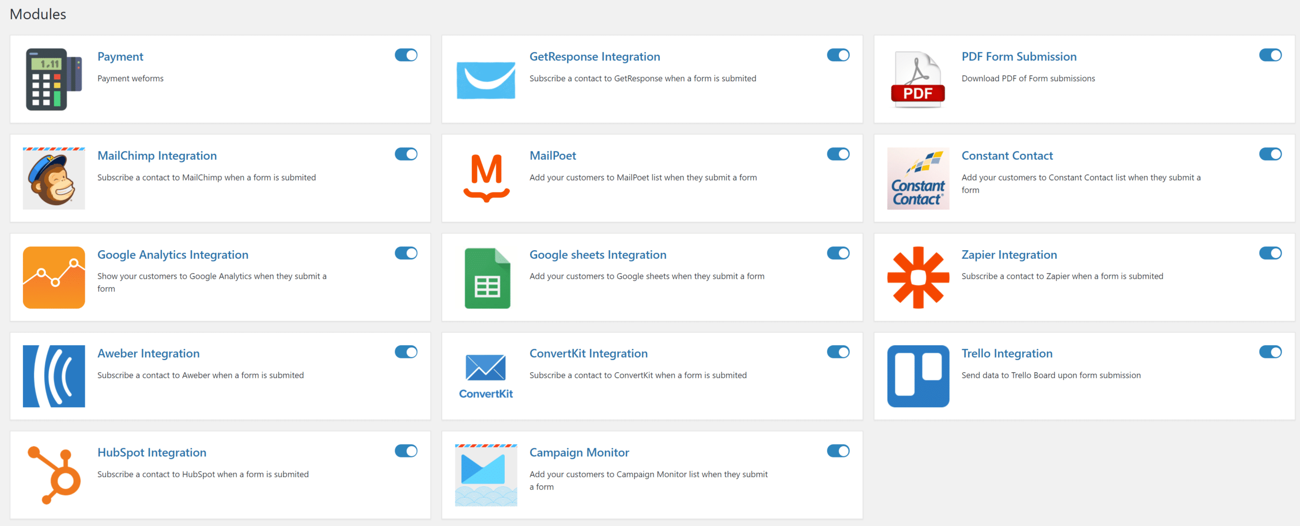 weForms modules