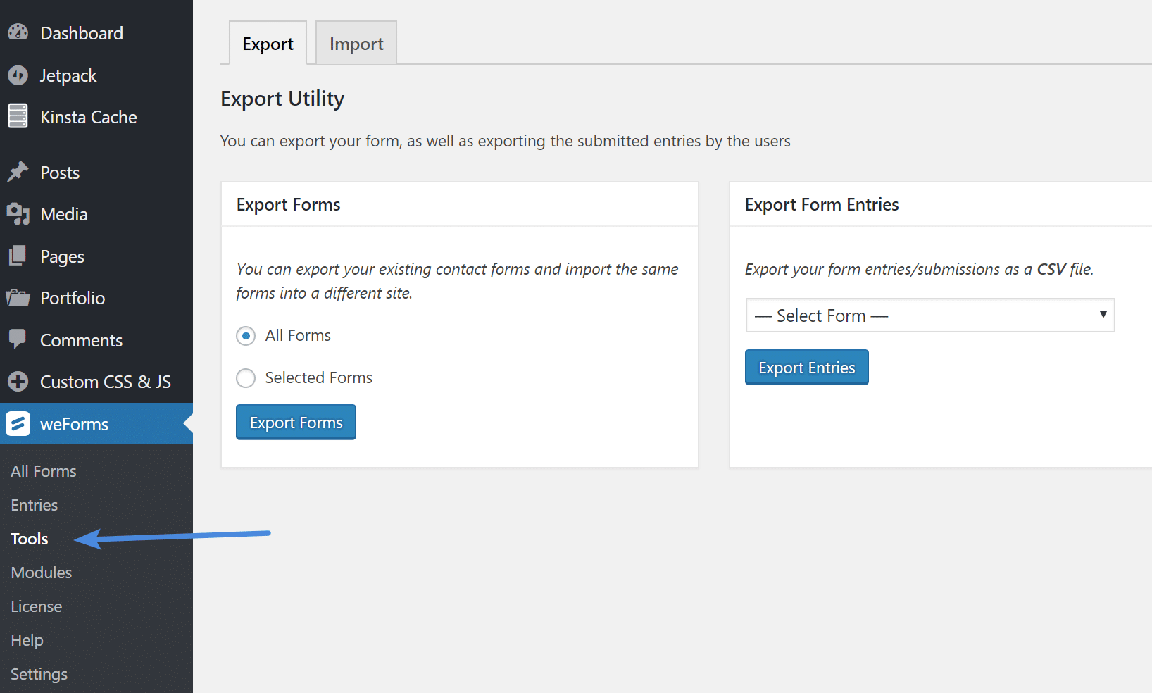 weForms tools