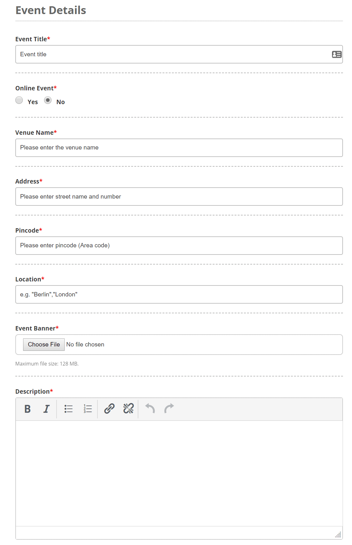 Front-end submission form