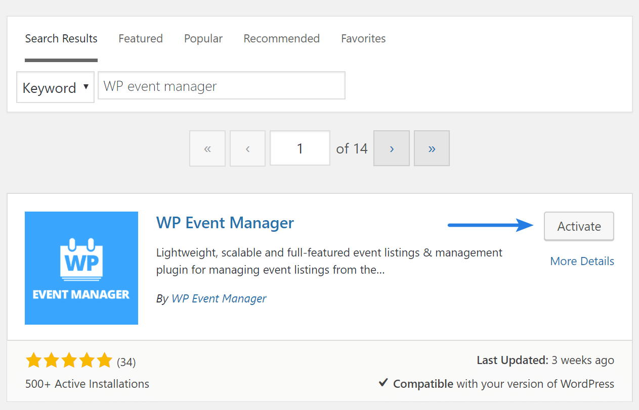 Install WP Event Manager plugin